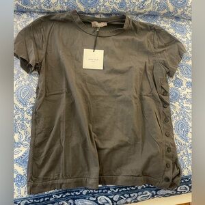 Piombo Charcoal Button-Accent Top